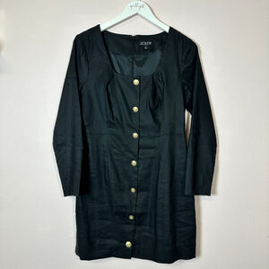 J.CREW‎ Black Long Sleeve Gold Buttons Dress, Size 8
